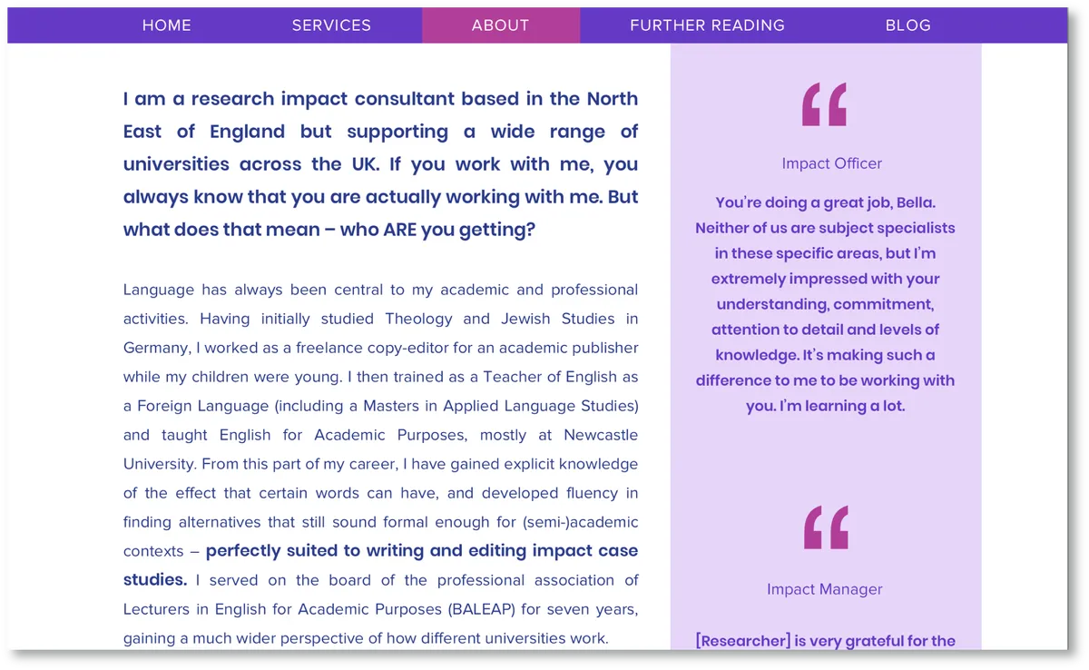 Screenshot of a webpage that features sans-serif text throughout its' design